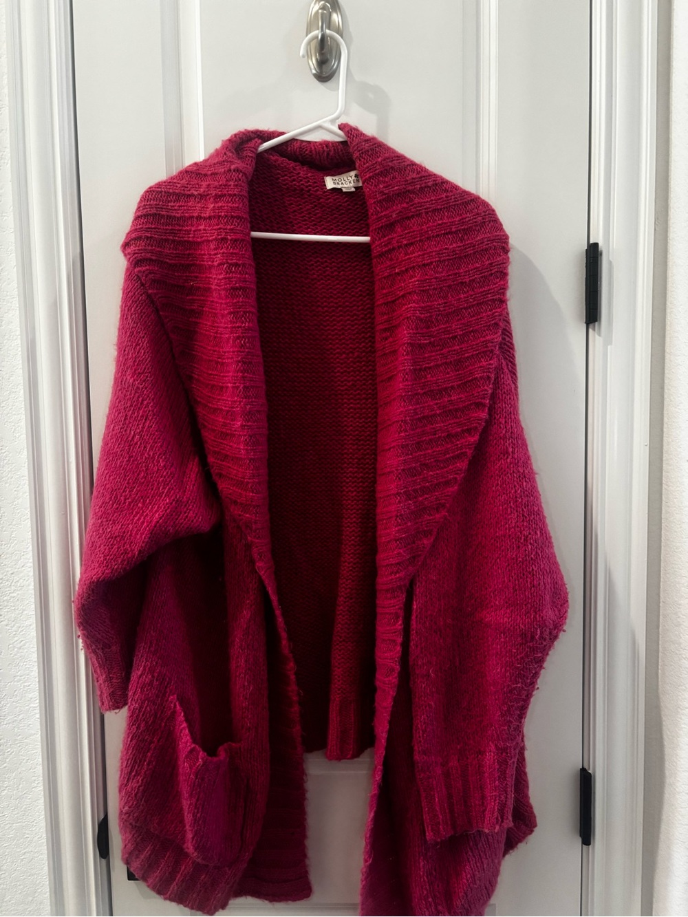 Molly Bracken Open-Front Shawl Collar Cardigan - Berry Pink
